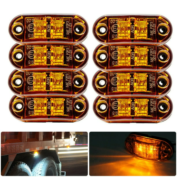 8Pcs 12/24v RED 3 LED Front Side Marker Light Indicator GM Car/Truck/Van/Trailer
